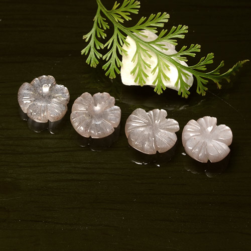 Orange clair Pierre de Lune gemme - 1.8ct Fleur gravée (ID: 485333)