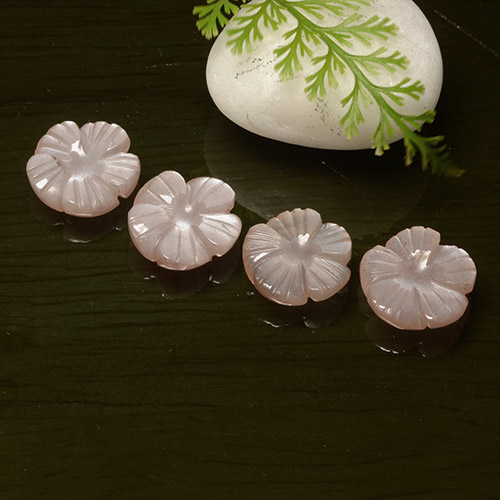 Orange Pink Moonstone Gem - 2.9ct Carved Flower (ID: 485337)