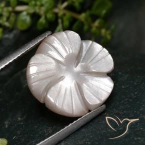 7.24 ct Pink Moonstone Stone, Natural Moonstone in Carved Flower Shape for Sale