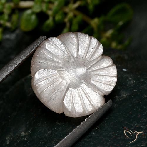 4.31 ct Pink Moonstone Stone, Natural Moonstone in Carved Flower Shape for Sale