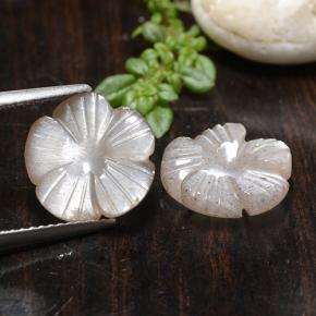 Very Light Pink Moonstone Gem - 3.3ct Carved Flower (ID: 485385)