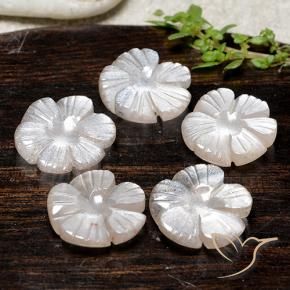 17.29 ctw Pink Moonstone Stones, Natural Moonstone in Carved Flower Shape for Sale