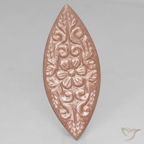 19.78ct Natural Peach Orange Moonstone, Marquise, Translucent