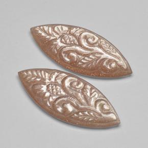 16.02 ctw Brown Moonstone Stones, Natural Moonstone in Carved Marquise Shape for Sale