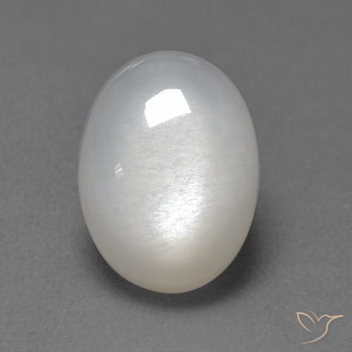 Pierre de Lune Blanc oval cabochon 2,82 ct de l'Inde, dimension 10,5 x 7,7mm, pierre gemme naturelle Non traité, pureté Translucide, 1 pièce Pierre de Lune de couleur Blanc, dureté Mohs de 6 à 6.5, Photo A