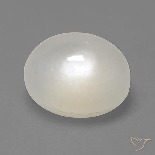 Pierre de Lune Blanc oval cabochon de l'Inde, 9,1 x 7,1mm, poids de 2,31 ct, pierre gemme naturelle Non traité de pureté Translucide, 1 pièce Pierre de Lune, couleur Blanc crème, dureté Mohs de 6 à 6.5, Photo A