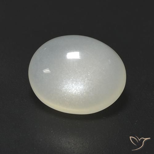 Pierre de Lune Blanc Ovale 9,9 x 8mm de l'Inde, poids de 2,36 ct, pierre gemme naturelle Non traité de pureté Translucide, 1 pièce Pierre de Lune oval cabochon, couleur : Blanc perle, dureté de Mohs de 6 à 6.5, Photo A
