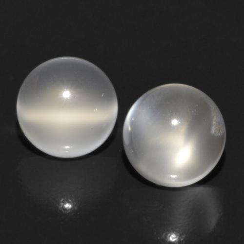 Paire Pierre de Lune Tour 5,1mm - Poids total 1,16 ct / moyenne 0,58 ct chaque, pierre gemme naturelle Non traité, couleur Jaune clair avec pureté Transparent, dureté Mohs 6 à 6.5, Photo A