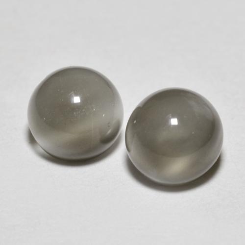 Very Light Grey Moonstone Gem - 0.6ct Round Cabochon (ID: 585076)