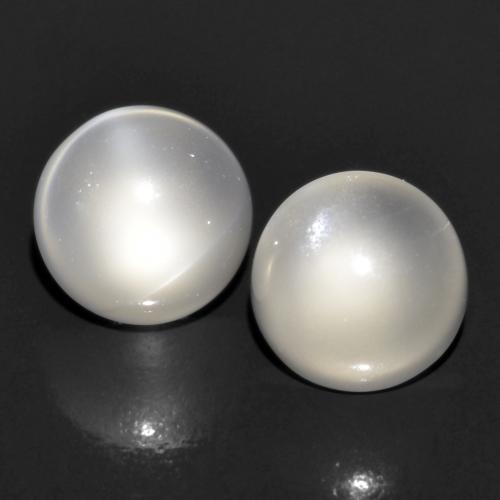 Very Light Grey Moonstone Gem - 0.5ct Round Cabochon (ID: 585499)