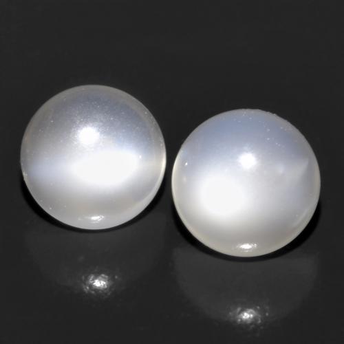 Bluish White Moonstone Gem - 0.5ct Round Cabochon (ID: 585539)