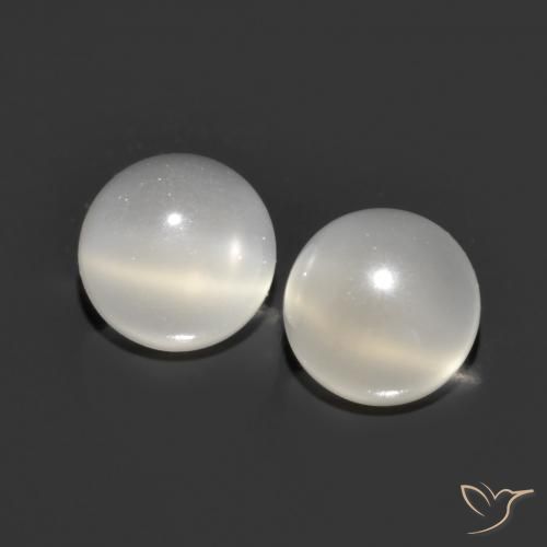 1.17 ct White Moonstone, 5.2 mm Round Cut From India, Photo A