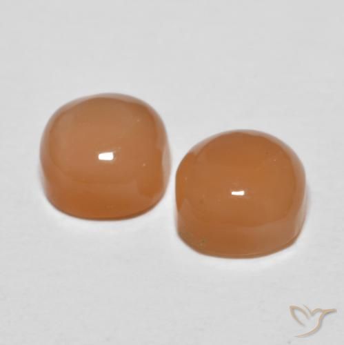 Moonstone Gemstones in 6 x 6 mm (calibrated) Size for Sale, Moonstone Stones in Cantaloupe Orange Color