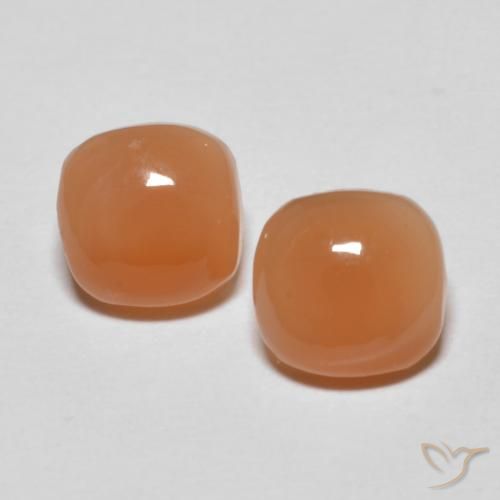 1.58 ct Orange Moonstone, 6 x 5.8 mm Cushion Cut From India, Photo A