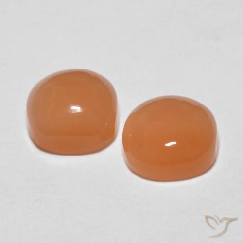 Moonstone Gemstones in 6 x 6 mm (calibrated) Size for Sale, Moonstone Stones in Light Reddish Orange Color