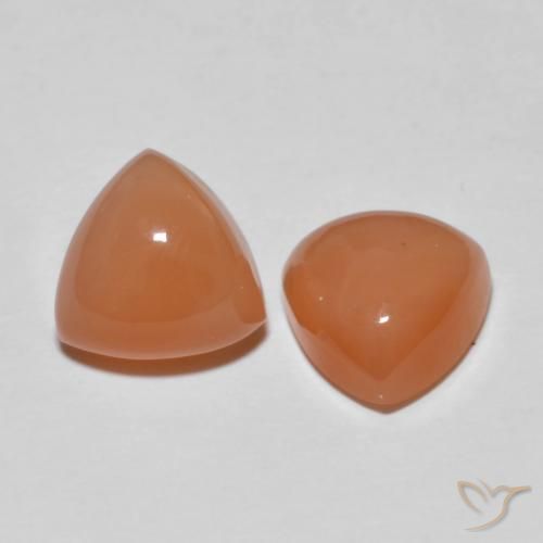 4.02 ctw Orange Moonstone Stones, Natural Moonstone in Trillion Cabochon Shape for Sale