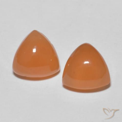3.63 ct Orange Moonstone, 8.1 x 7.9 mm Trillion Cut From India, Photo A