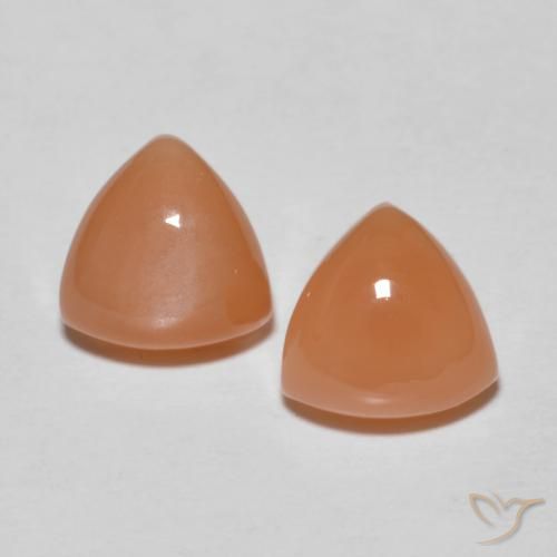 3.74 ct Orange Moonstone, 8 x 7.8 mm Trillion Cut From India, Photo A