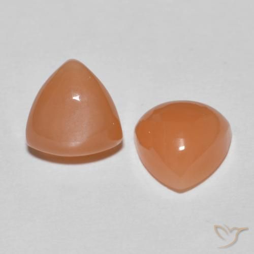 3.74 ctw Orange Moonstone Stones, Natural Moonstone in Trillion Cabochon Shape for Sale