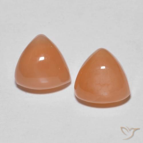 3.69 ctw Orange Moonstone Stones, Natural Moonstone in Trillion Cabochon Shape for Sale