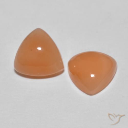 3.12 ctw Orange Moonstone Stones, Natural Moonstone in Trillion Cabochon Shape for Sale