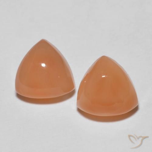 3.99 ct Orange Moonstone, 8.2 x 8 mm Trillion Cut From India, Photo A