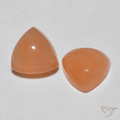3.99 ctw Orange Moonstone Stones, Natural Moonstone in Trillion Cabochon Shape for Sale