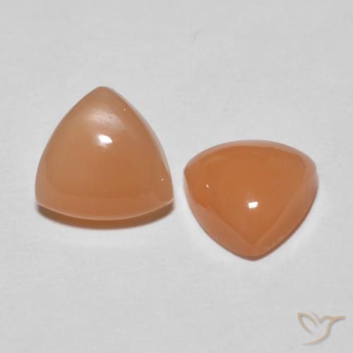 3.36 ctw Orange Moonstone Stones, Natural Moonstone in Trillion Cabochon Shape for Sale