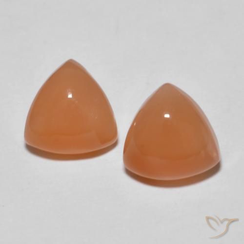 3.43ctw Natural Light Reddish Orange Moonstone, Trillion, Translucent