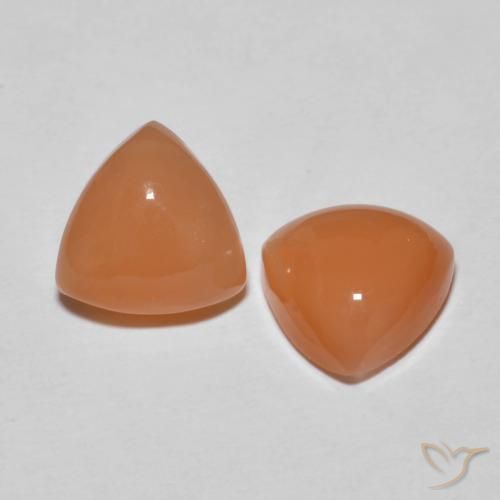 3.43 ctw Orange Moonstone Stones, Natural Moonstone in Trillion Cabochon Shape for Sale