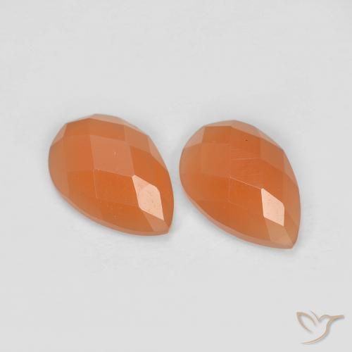 1.90ctw Natural Medium Orange Moonstone, Pear Shape, Translucent