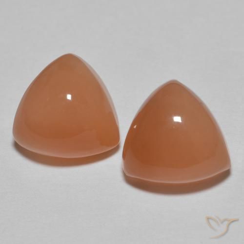 4.06ctw Natural Deep Peach Moonstone, Trillion, Translucent