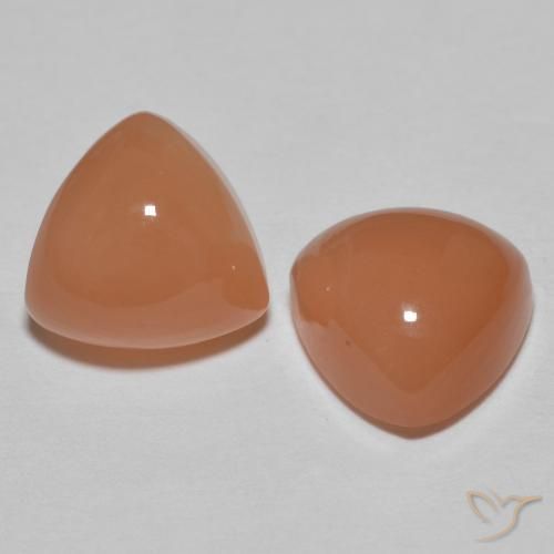 4.06 ctw Orange Moonstone Stones, Natural Moonstone in Trillion Cabochon Shape for Sale