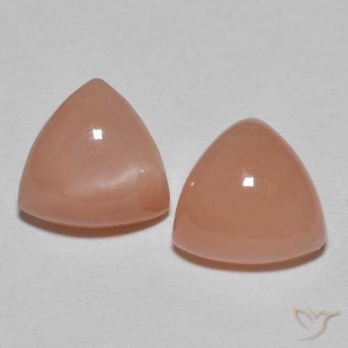 3.52 ctw Orange Moonstone Gemstones, Moonstone Gems in Trillion Cabochon Shape for Sale.