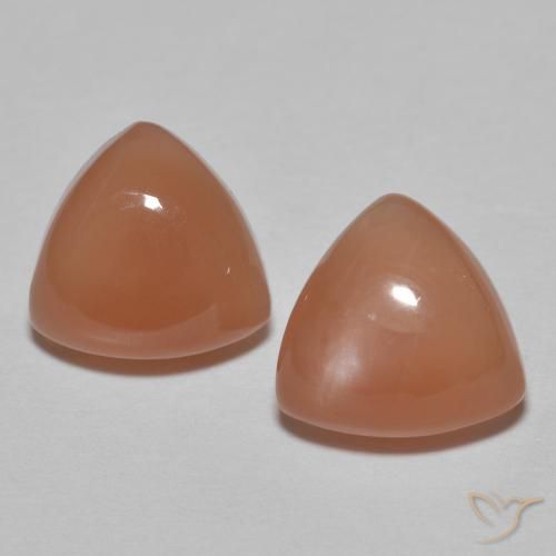 3.21 ct Orange Moonstone, 8.1 x 7.8 mm Trillion Cut From India, Photo A