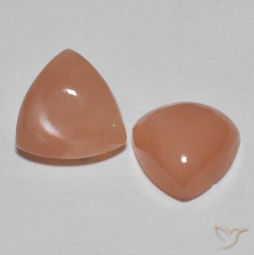 3.23 ctw Orange Moonstone Stones, Natural Moonstone in Trillion Cabochon Shape for Sale