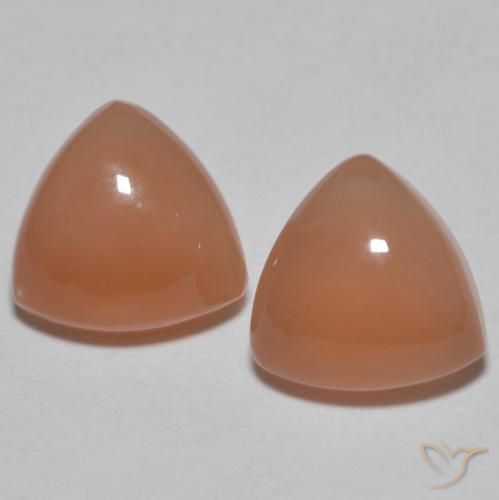 3.1 ct Orange Moonstone, 8.1 x 8 mm Trillion Cut From India, Photo A