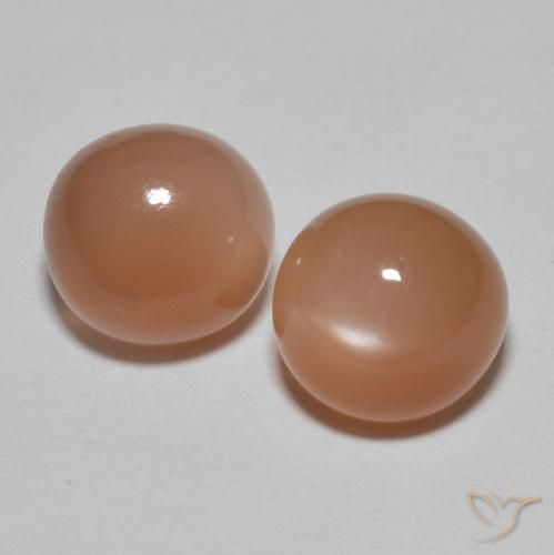 3.25 ctw Orange Moonstone Stones, Natural Moonstone in Round Cabochon Shape for Sale