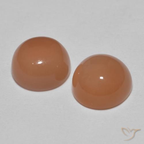 Moonstone Gemstones in 7 mm (calibrated) Size for Sale, Moonstone Stones in Cider Orange Color