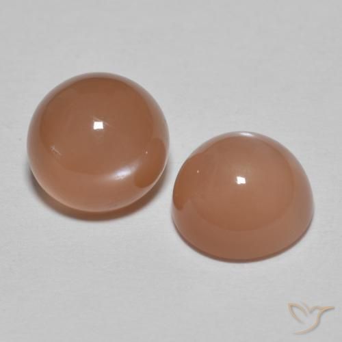 3.09 ctw Orange Moonstone Stones, Natural Moonstone in Round Cabochon Shape for Sale