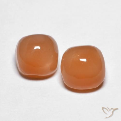 2.4 ct Orange Moonstone, 6.1 x 6 mm Cushion Cut From India, Photo A