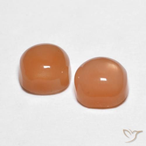 Moonstone Gemstones in 6 x 6 mm (calibrated) Size for Sale, Moonstone Stones in Warm Apricot Orange Color