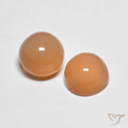 3.28 ctw Orange Moonstone Stones, Natural Moonstone in Round Cabochon Shape for Sale