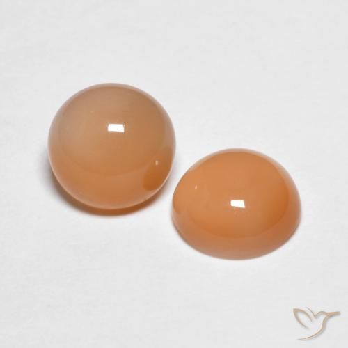 2.81 ctw Orange Moonstone Stones, Natural Moonstone in Round Cabochon Shape for Sale