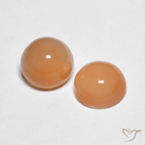 3.22 ctw Orange Moonstone Stones, Natural Moonstone in Round Cabochon Shape for Sale