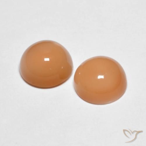 Moonstone Gemstones in 7.5 mm (calibrated) Size for Sale, Moonstone Stones in Cantaloupe Orange Color