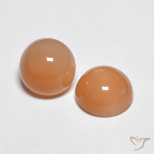 2.74 ctw Orange Moonstone Stones, Natural Moonstone in Round Cabochon Shape for Sale