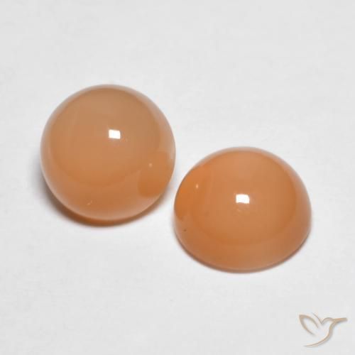 3.04 ctw Orange Moonstone Stones, Natural Moonstone in Round Cabochon Shape for Sale