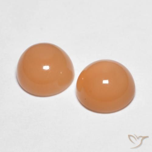 Moonstone Gemstones in 7 mm (calibrated) Size for Sale, Moonstone Stones in Cantaloupe Orange Color