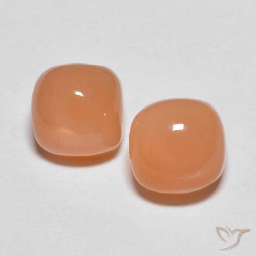 3.97ctw Natural Medium Orange Moonstone, Cushion, Transparent